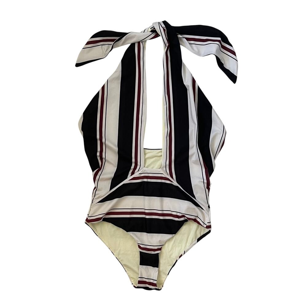 NWT Johanna Ortiz Feel The Tide Stripe One Piece Swimsuit - White - M - Picture 3 of 7